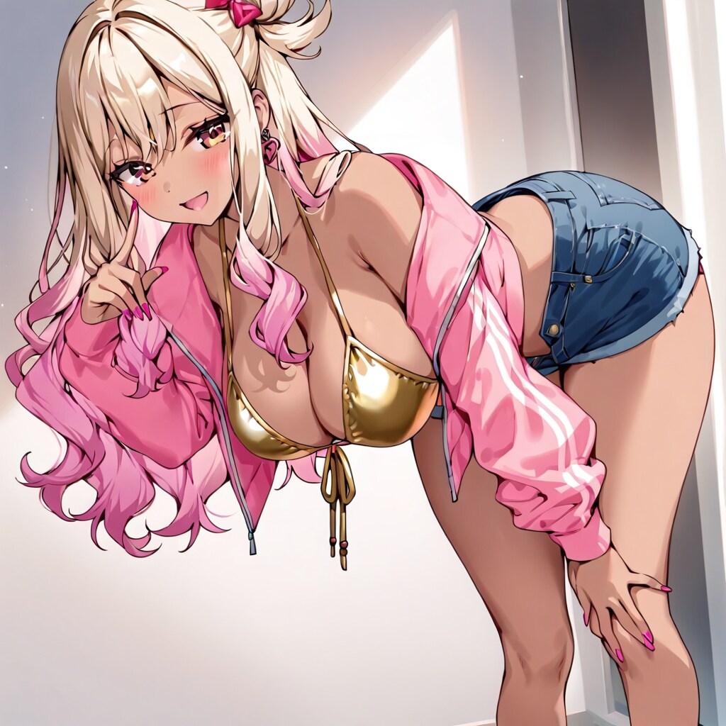 ギャルちゃん　金ビキニ試着