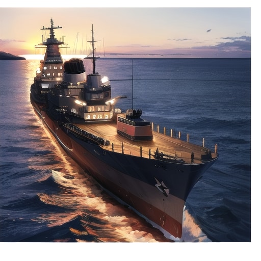 軍艦と夕暮れ