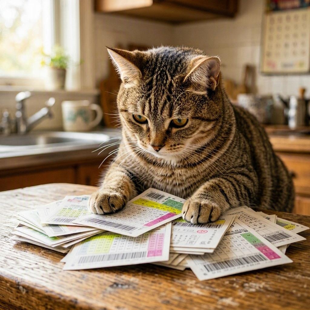 宝くじを買う猫