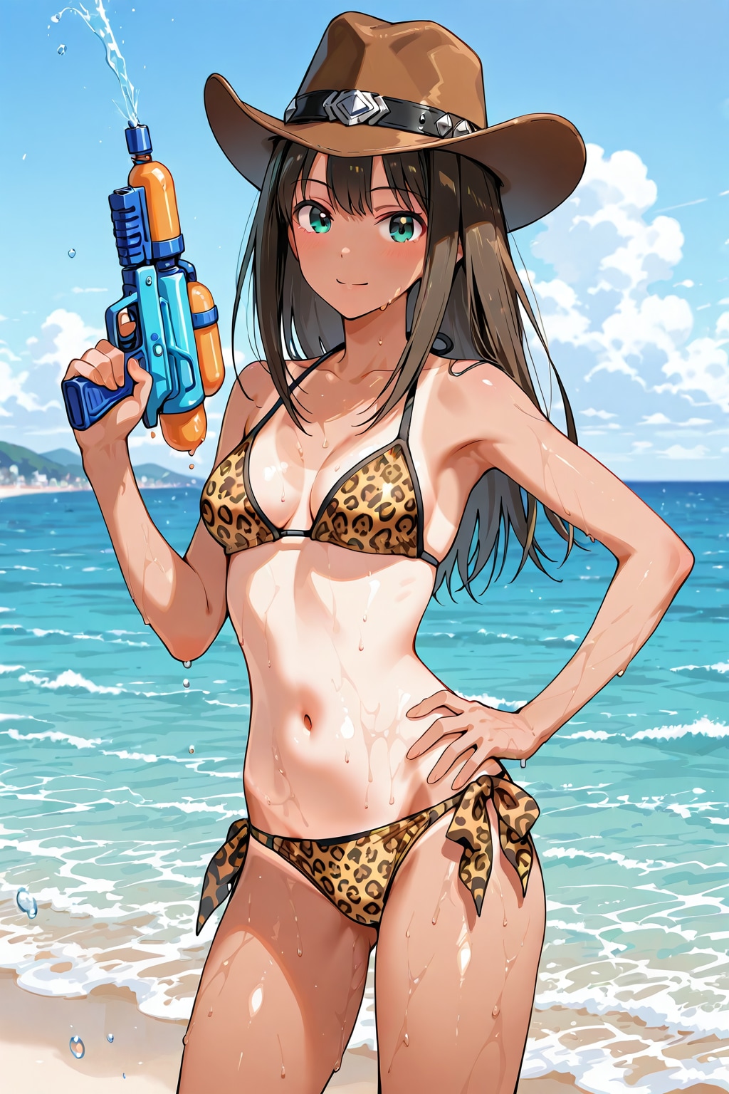 ビーチの黒豹
