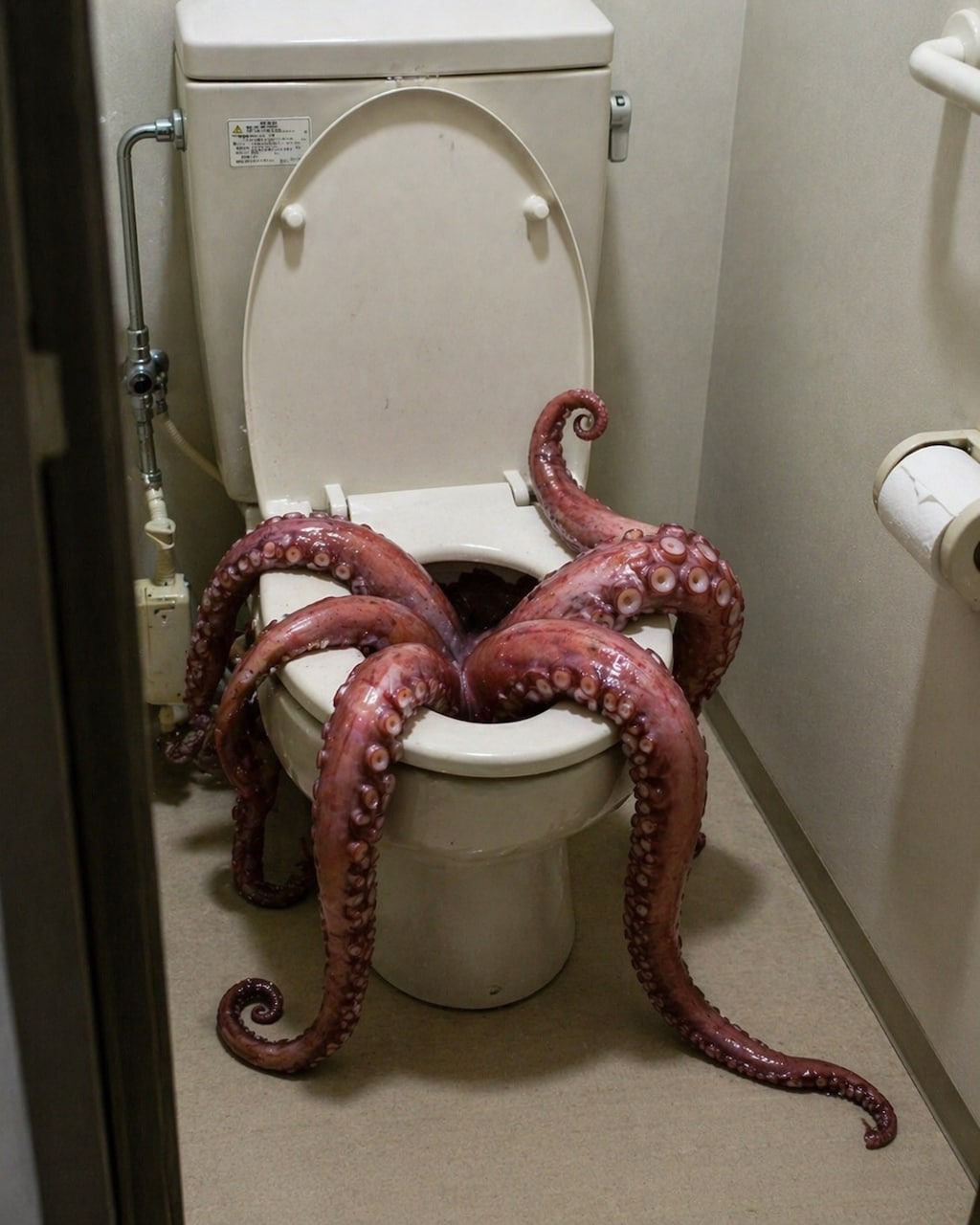 トイレからタコ
