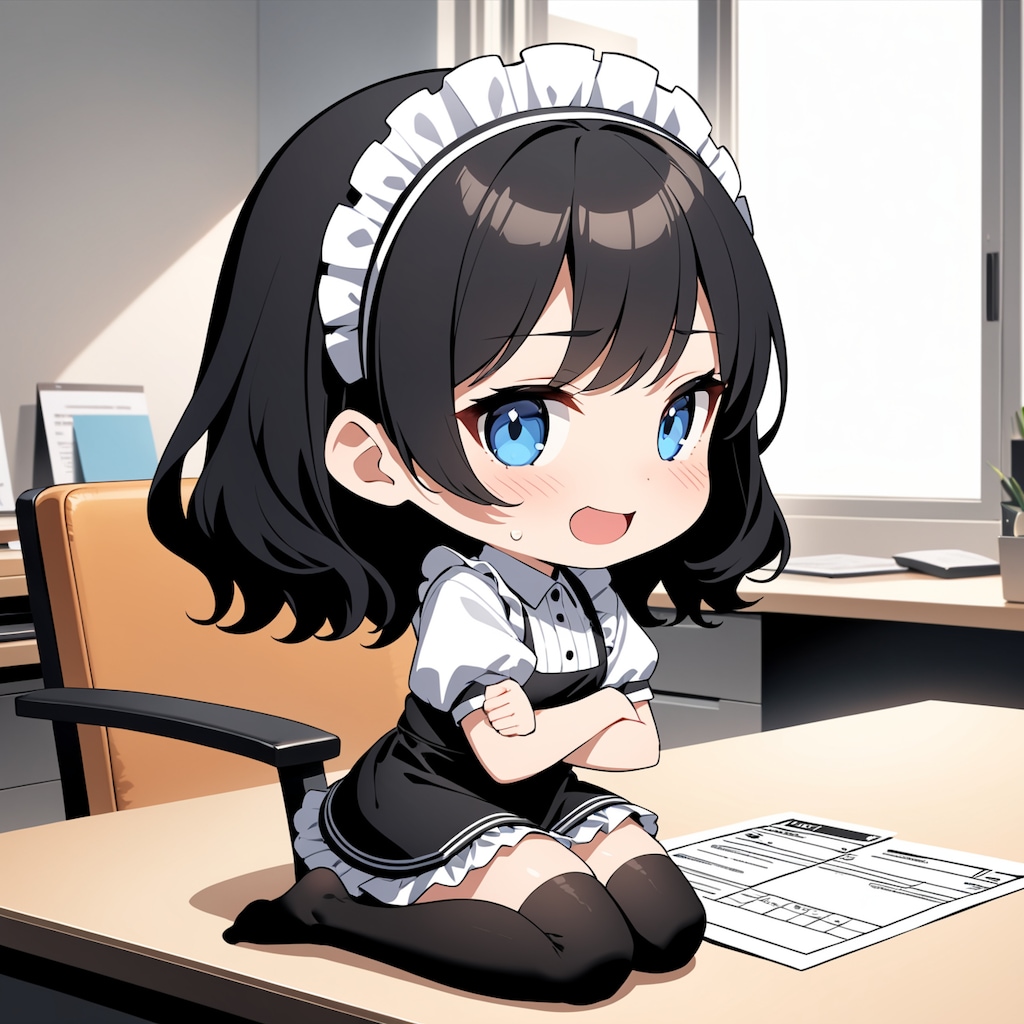 確定申告の時期に働くちびキャラメイドさん達