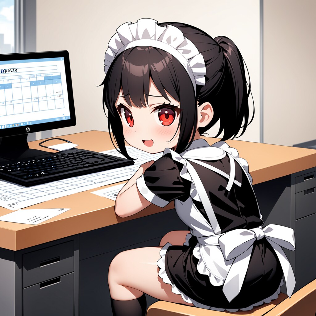 確定申告の時期に働くちびキャラメイドさん達