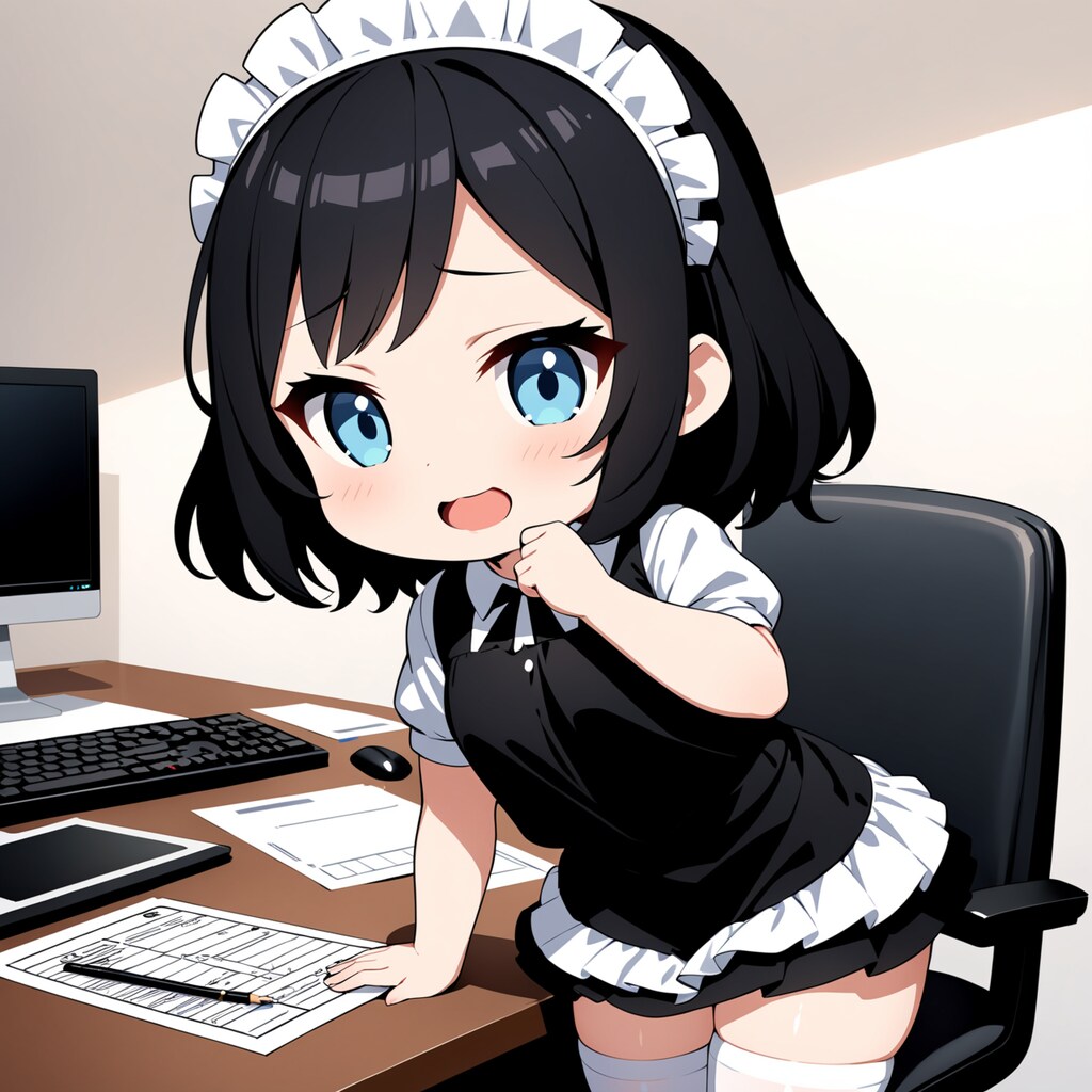 確定申告の時期に働くちびキャラメイドさん達