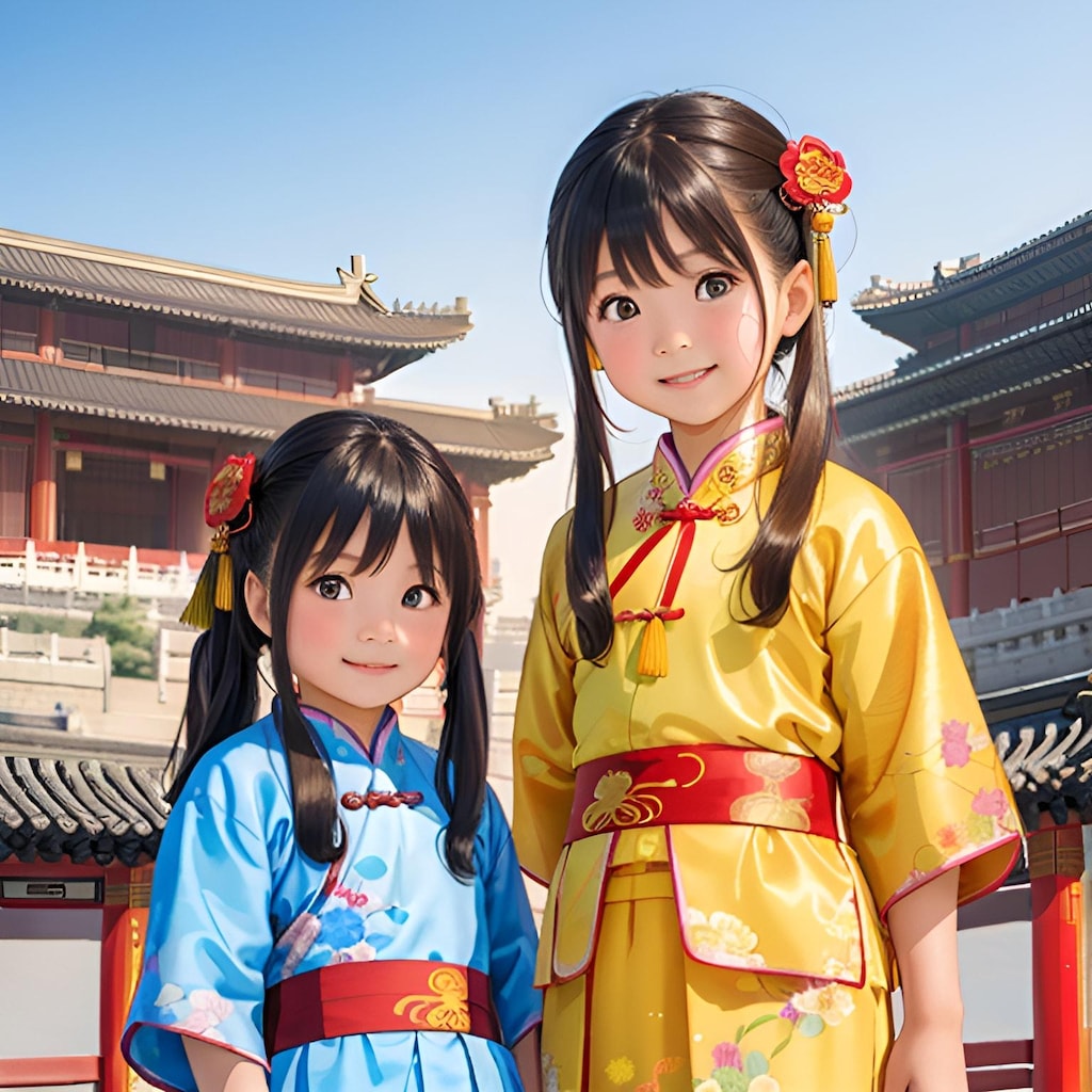 万里の長城と中国服