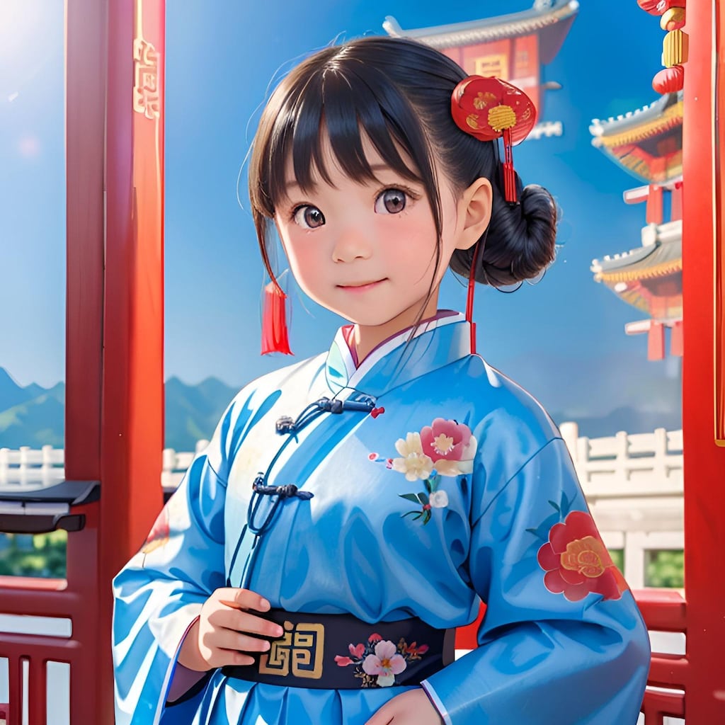 万里の長城と中国服