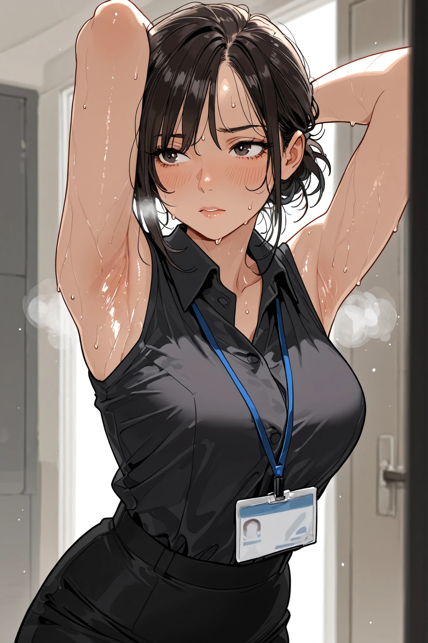 エアコンの壊れたオフィスで覚悟を決める女子社員