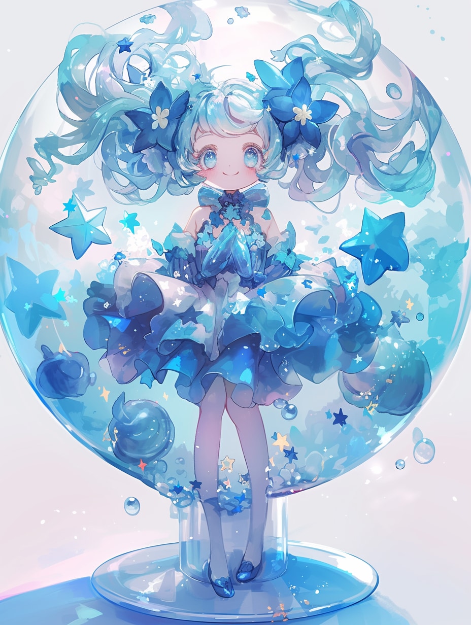 「瓶詰の少女」蒼11 | の人気AIイラスト・グラビア