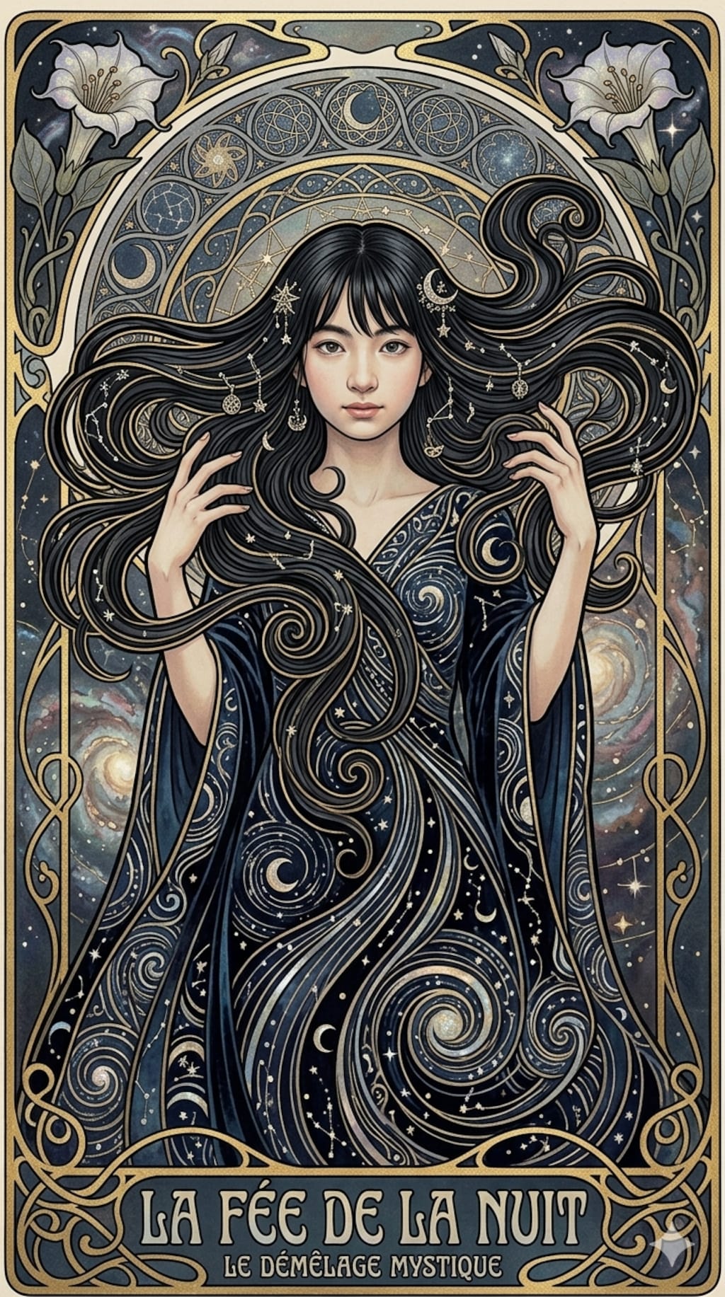 夜の妖精　（アルフォンス・ミュシャの作品を手本にして生成しました）