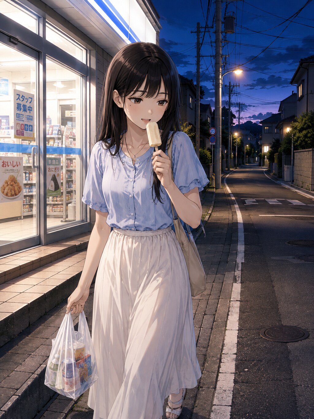 夏の終わり、コンビニ帰りのユキ