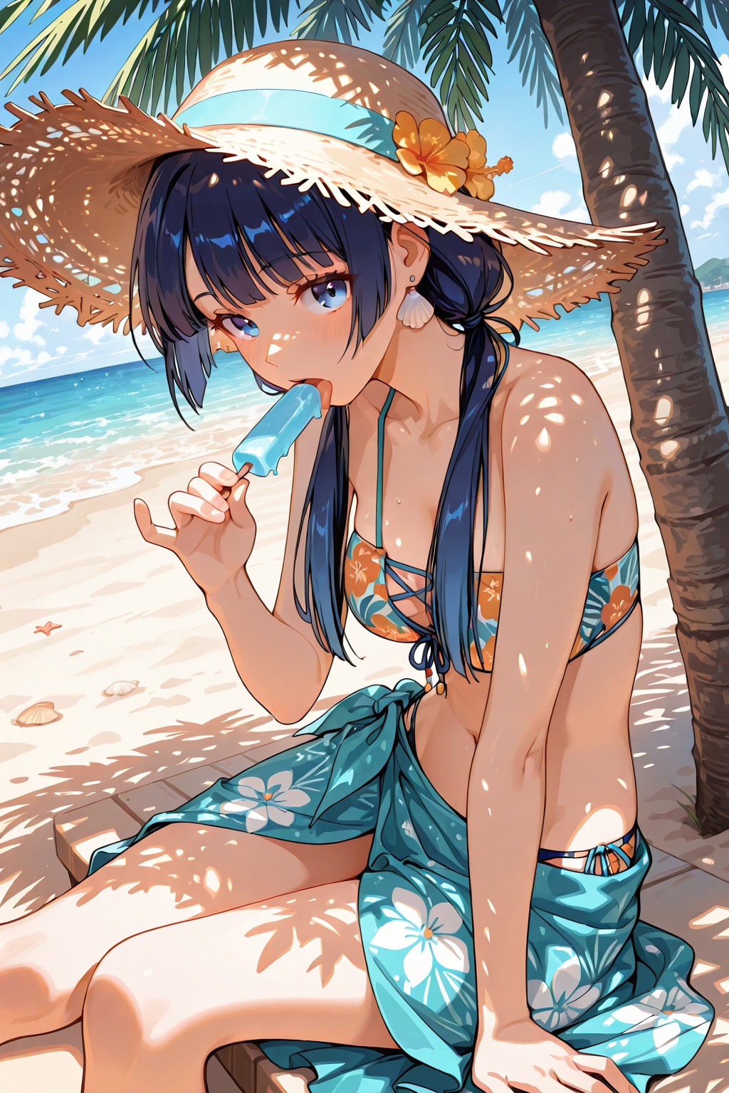 浜辺でアイス