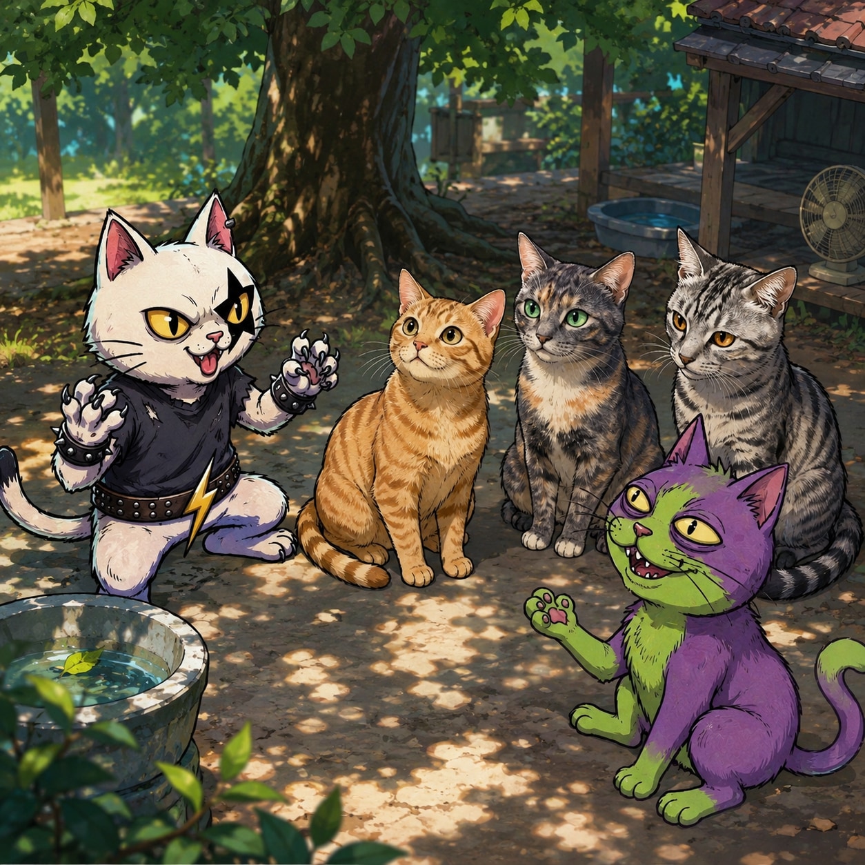 にゃんこ会議（ごんた、びび、すー、ぱち、ダサ猫） | の人気AIイラスト・グラビア