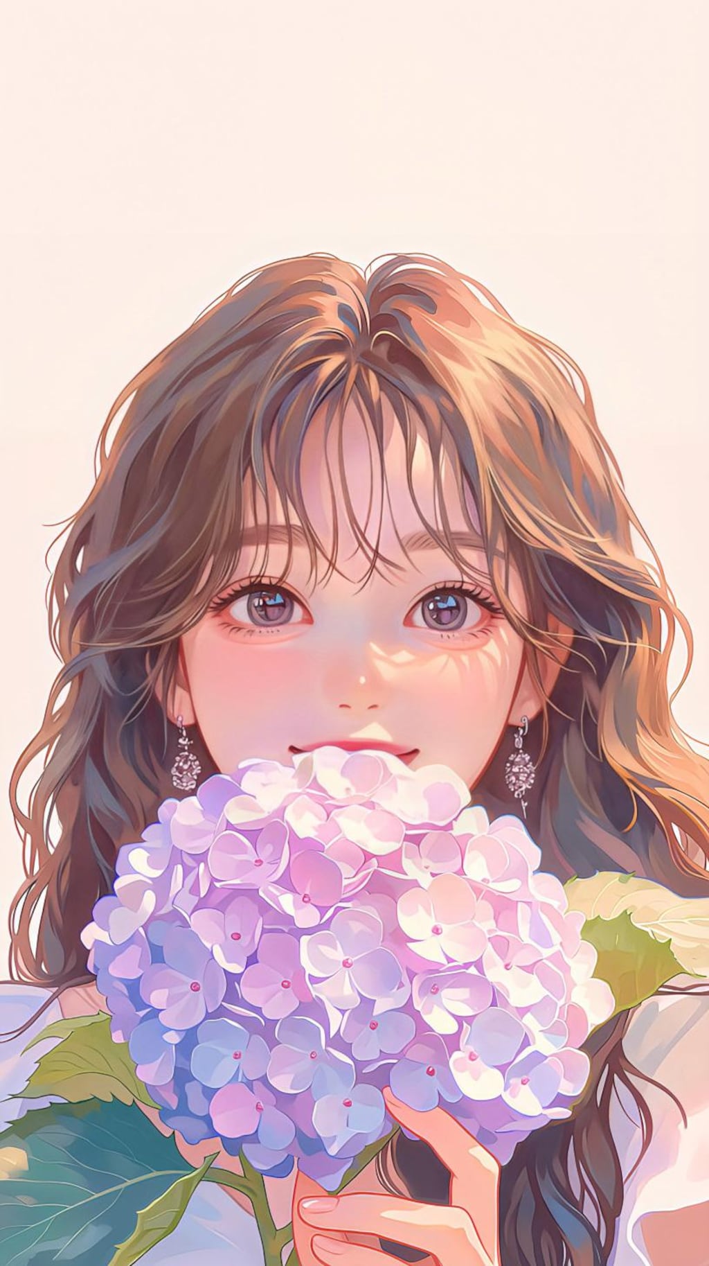 青い紫陽花を抱く彼女の幸せな瞬間