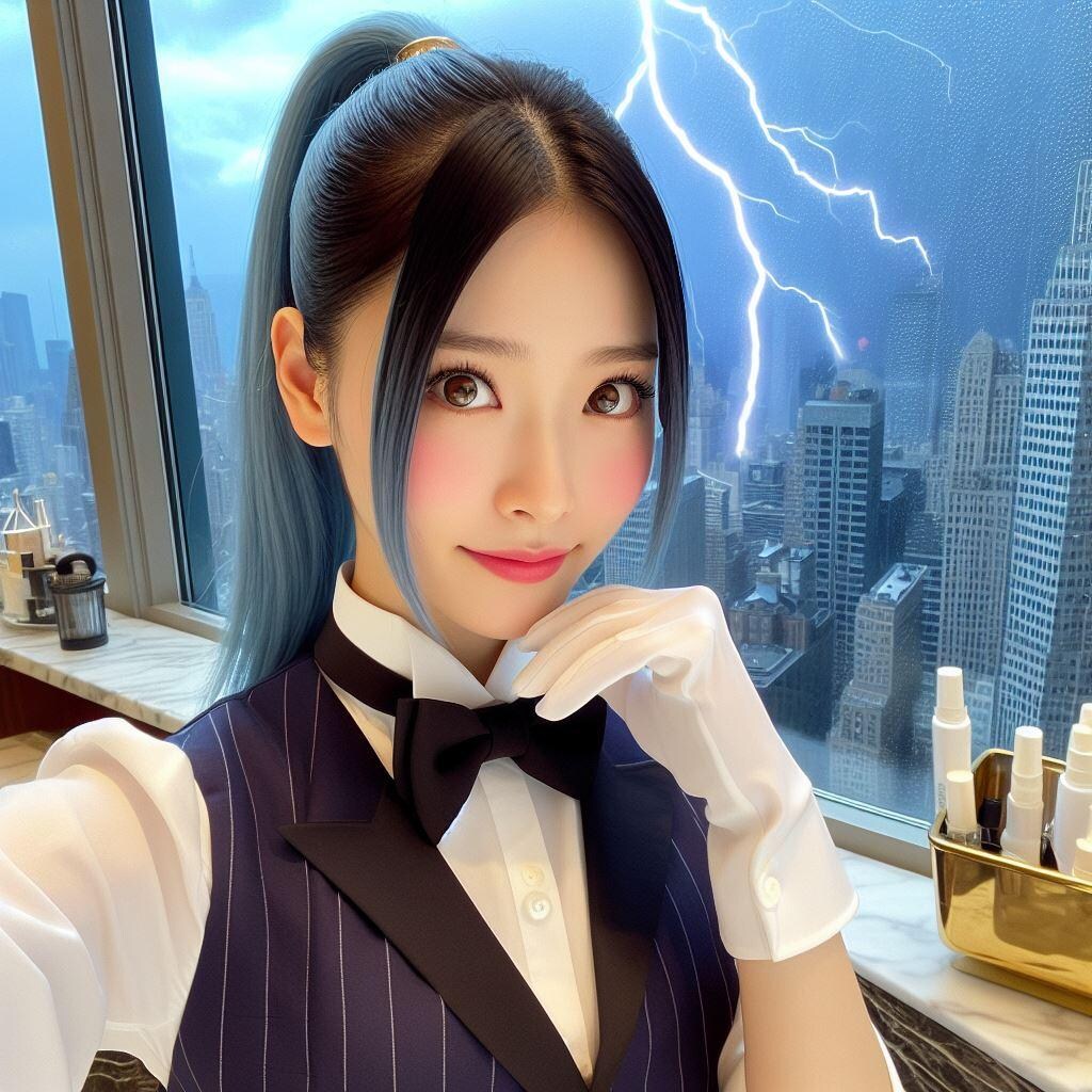 青髪にした執事ちゃん