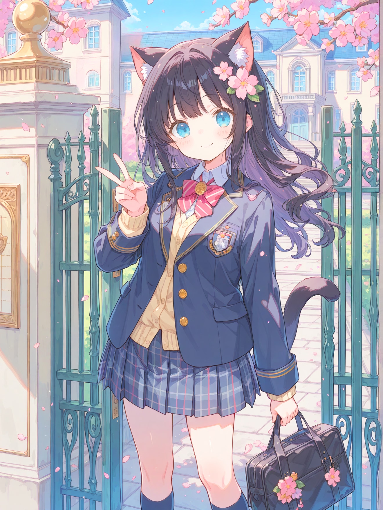 校門前で記念撮影 | の人気AIイラスト・グラビア