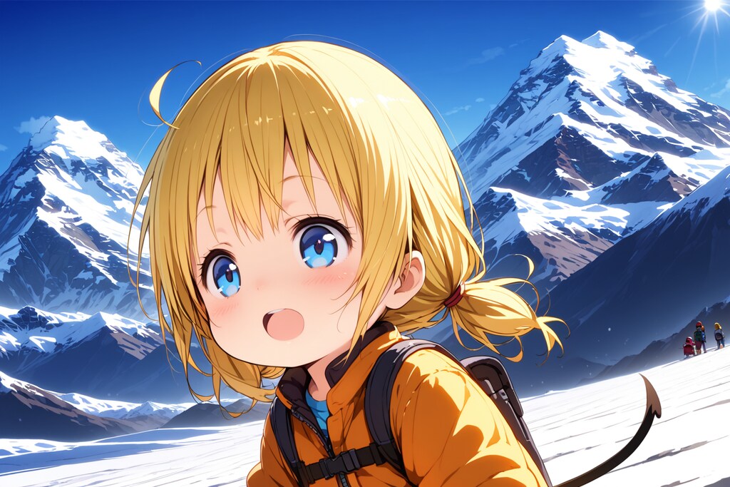 ちびっこ、エベレスト山を見上げる。