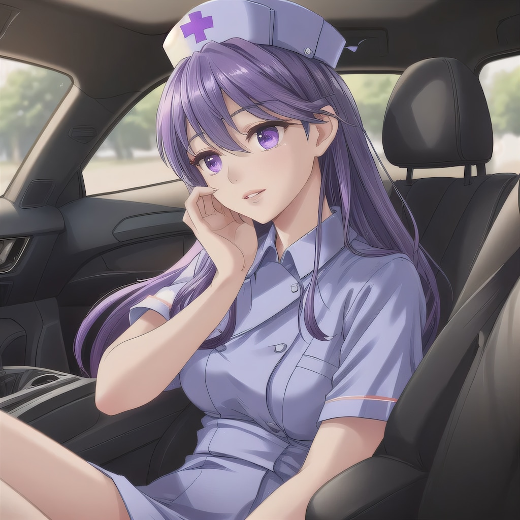 紫髪ロングで車内の少女９