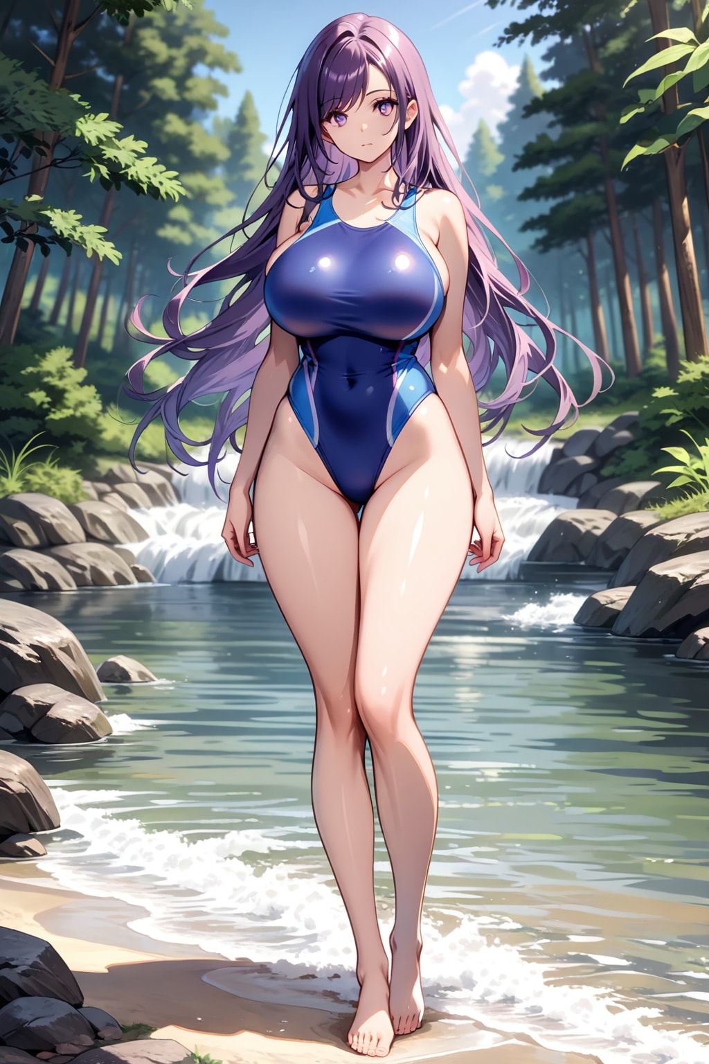 紫髪紫髪の美女　川遊び編