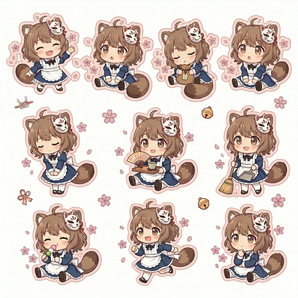 タヌキ娘シール