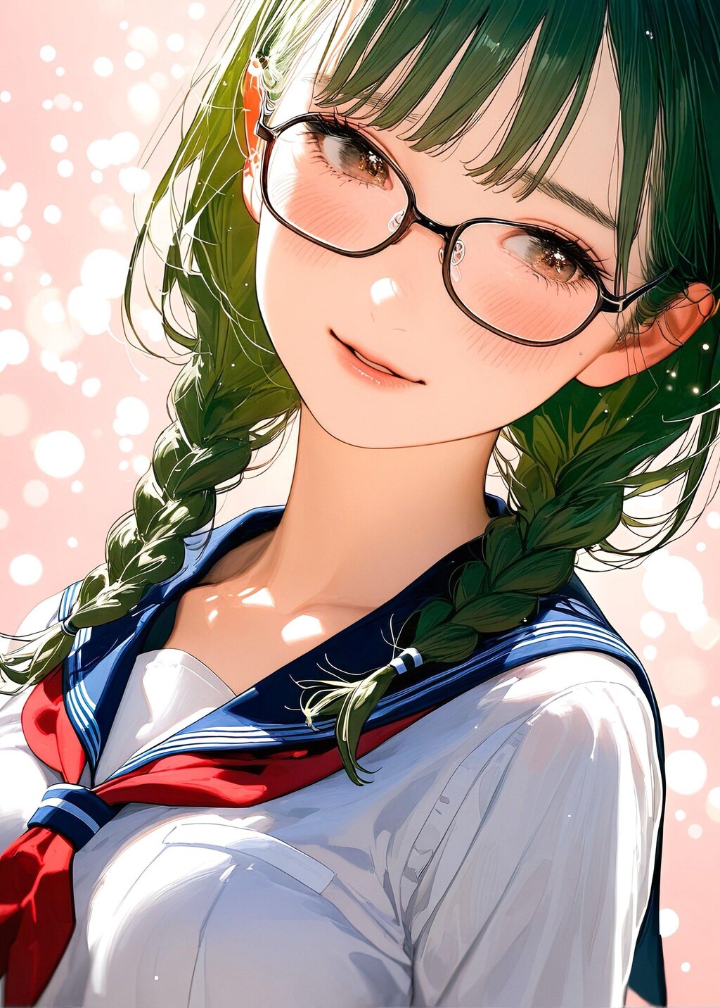 はにかむメガネっ娘さん