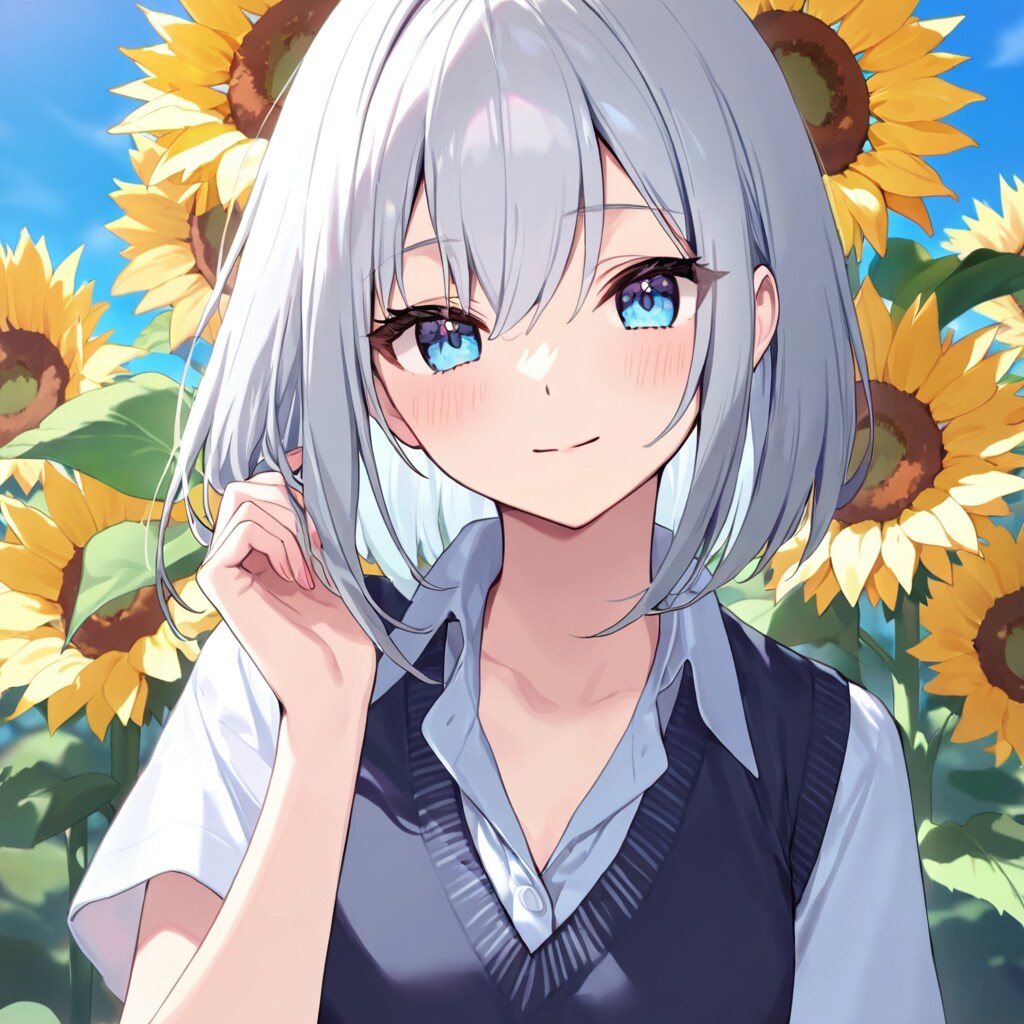 ひまわり畑で