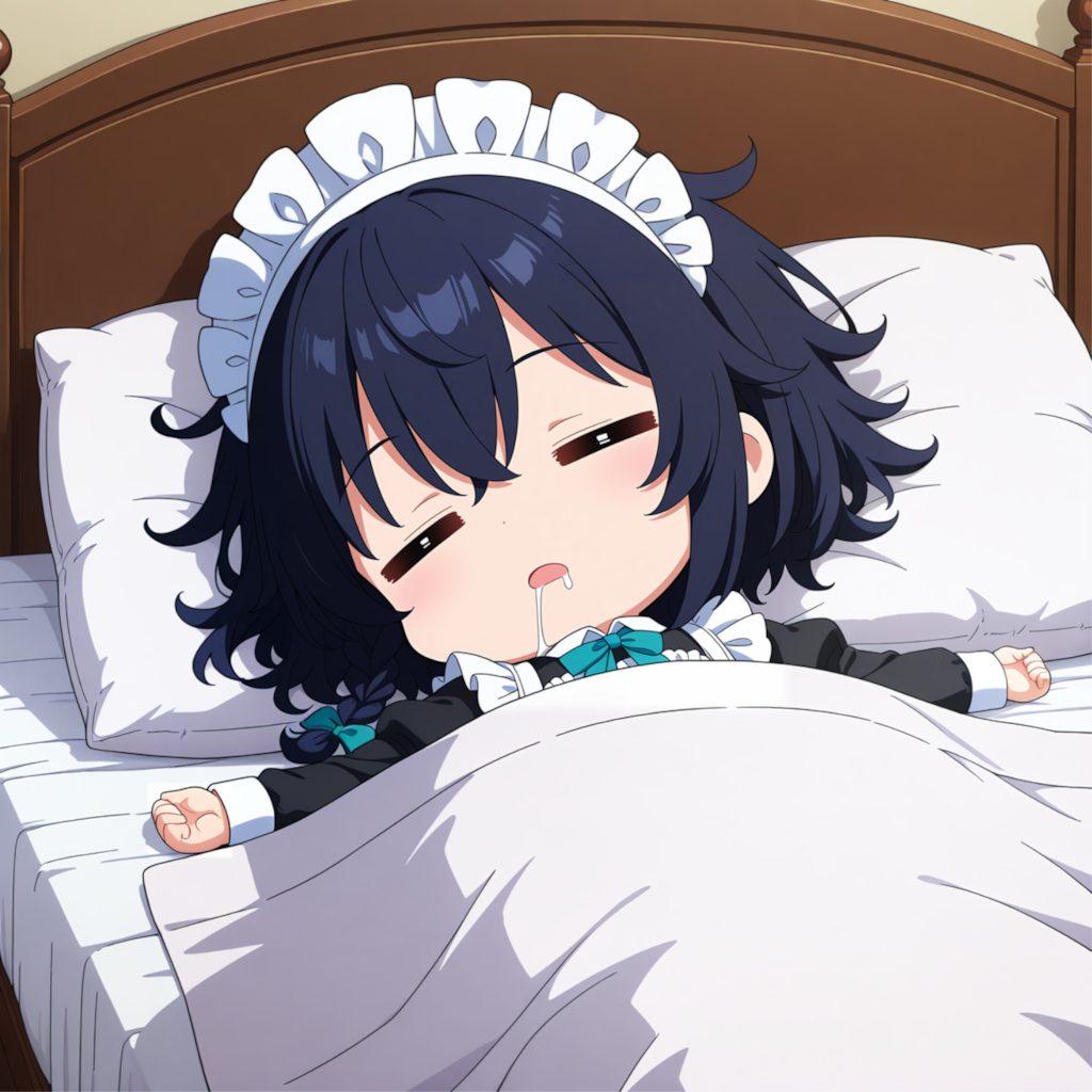 メイドちゃんお寝坊中