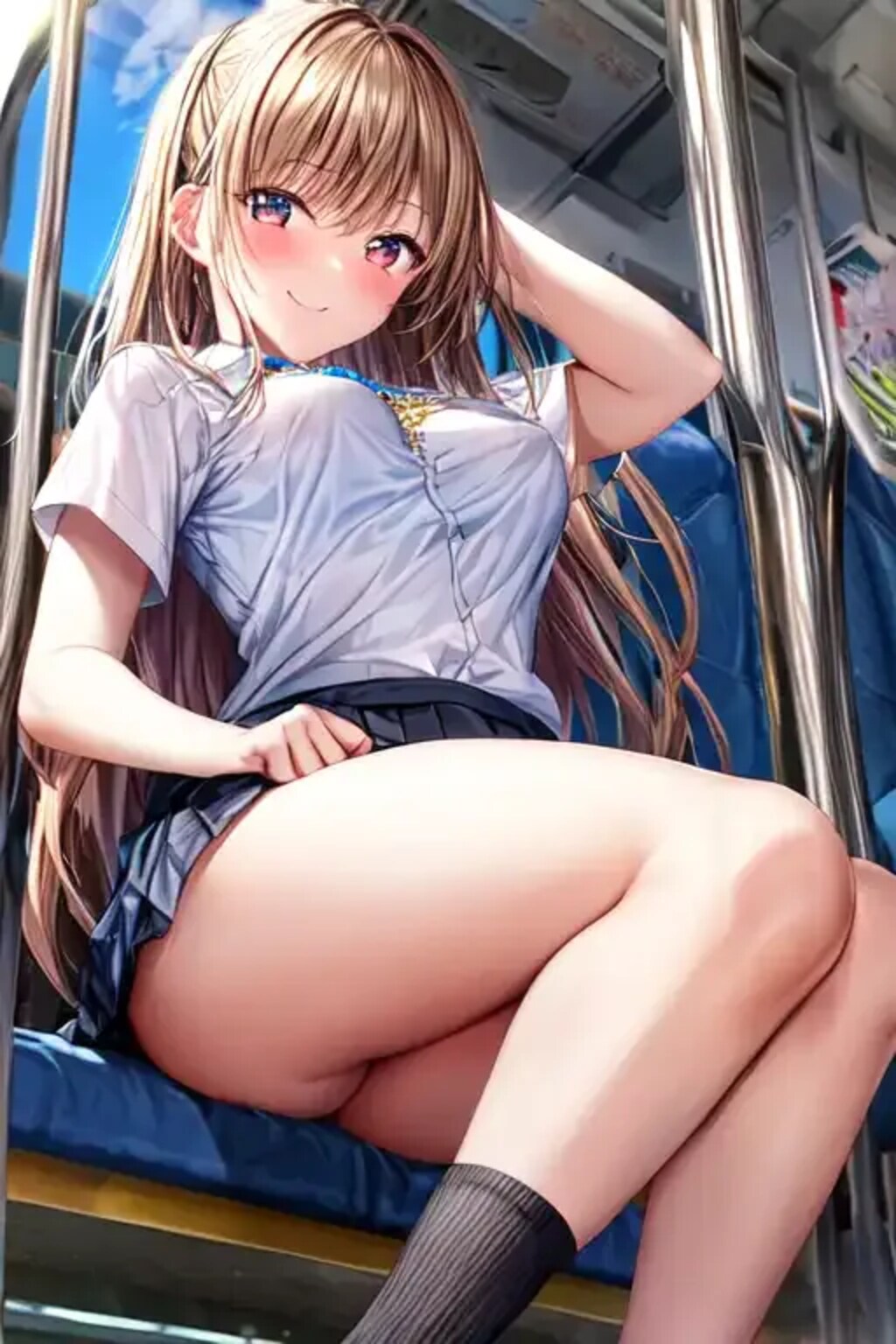電車内の可愛い女子高生たち