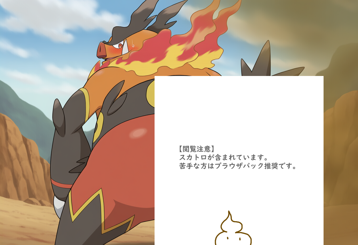 トレーナーに向かって大量脱糞するエンブオー