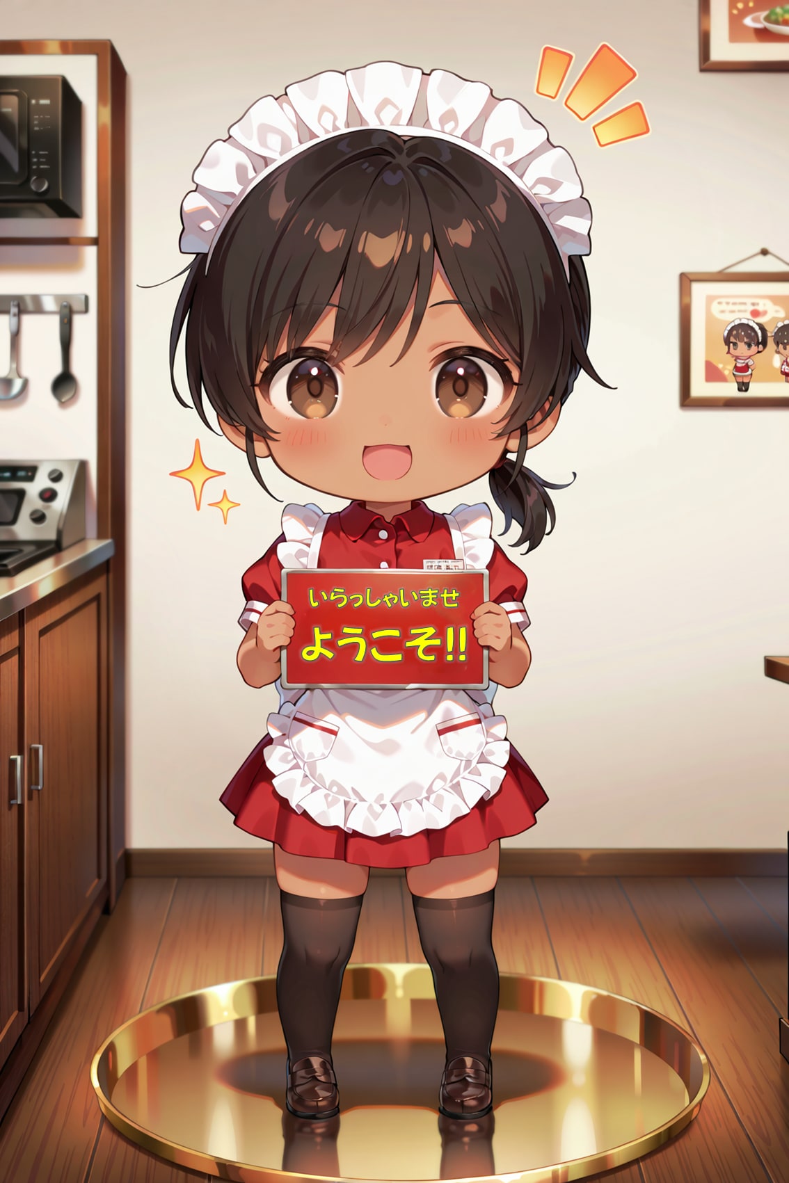 愛想を振りまく ちびキャラウェイトレスさん Z205 | の人気AIイラスト・グラビア