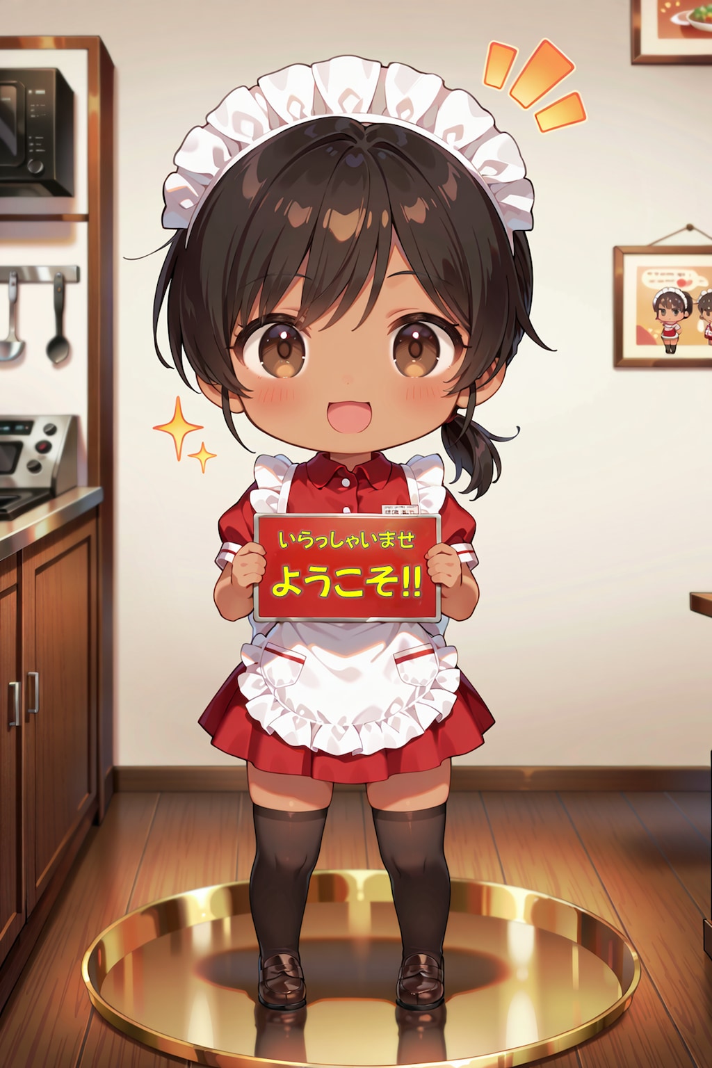 愛想を振りまく ちびキャラウェイトレスさん Z205