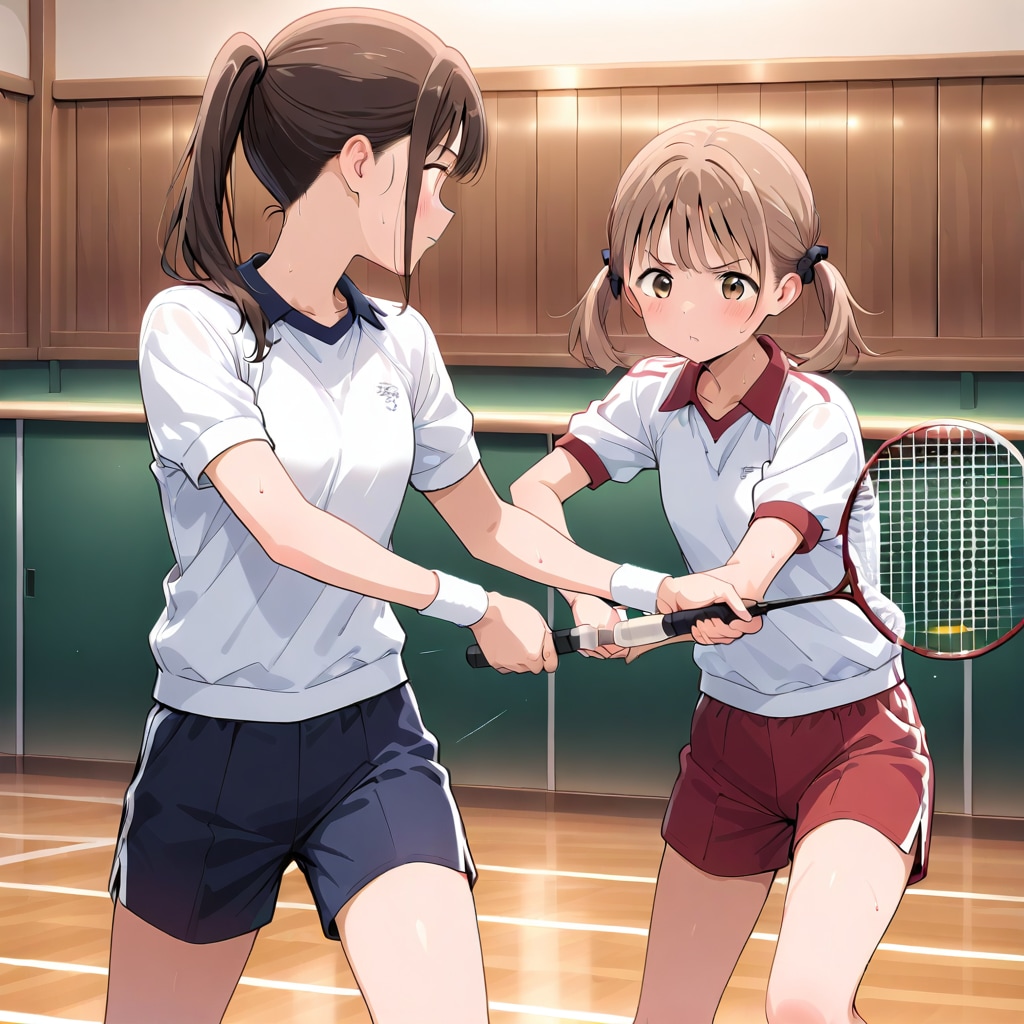 バドミントンを教える女の子