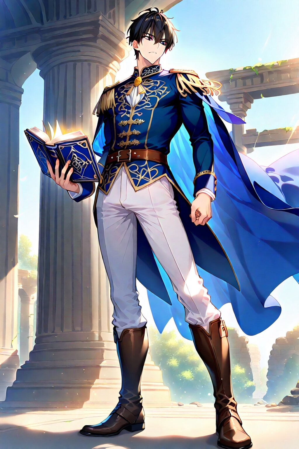 幻想的な古代遺跡の前、大柄な男性魔導士1-1-2-3-7-2 | の人気AIイラスト・グラビア