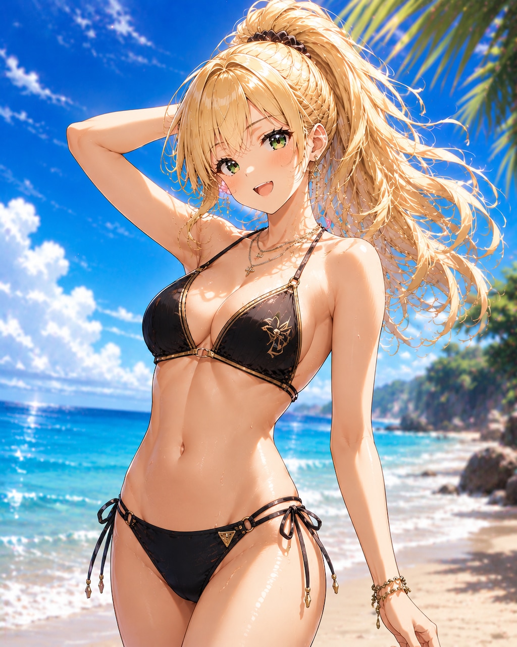 浜辺でビーチバレー