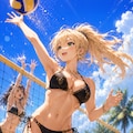 浜辺でビーチバレー 2枚目