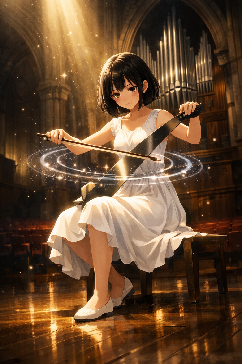 ミュージカル・ソウを演奏する女の子 | の人気AIイラスト・グラビア