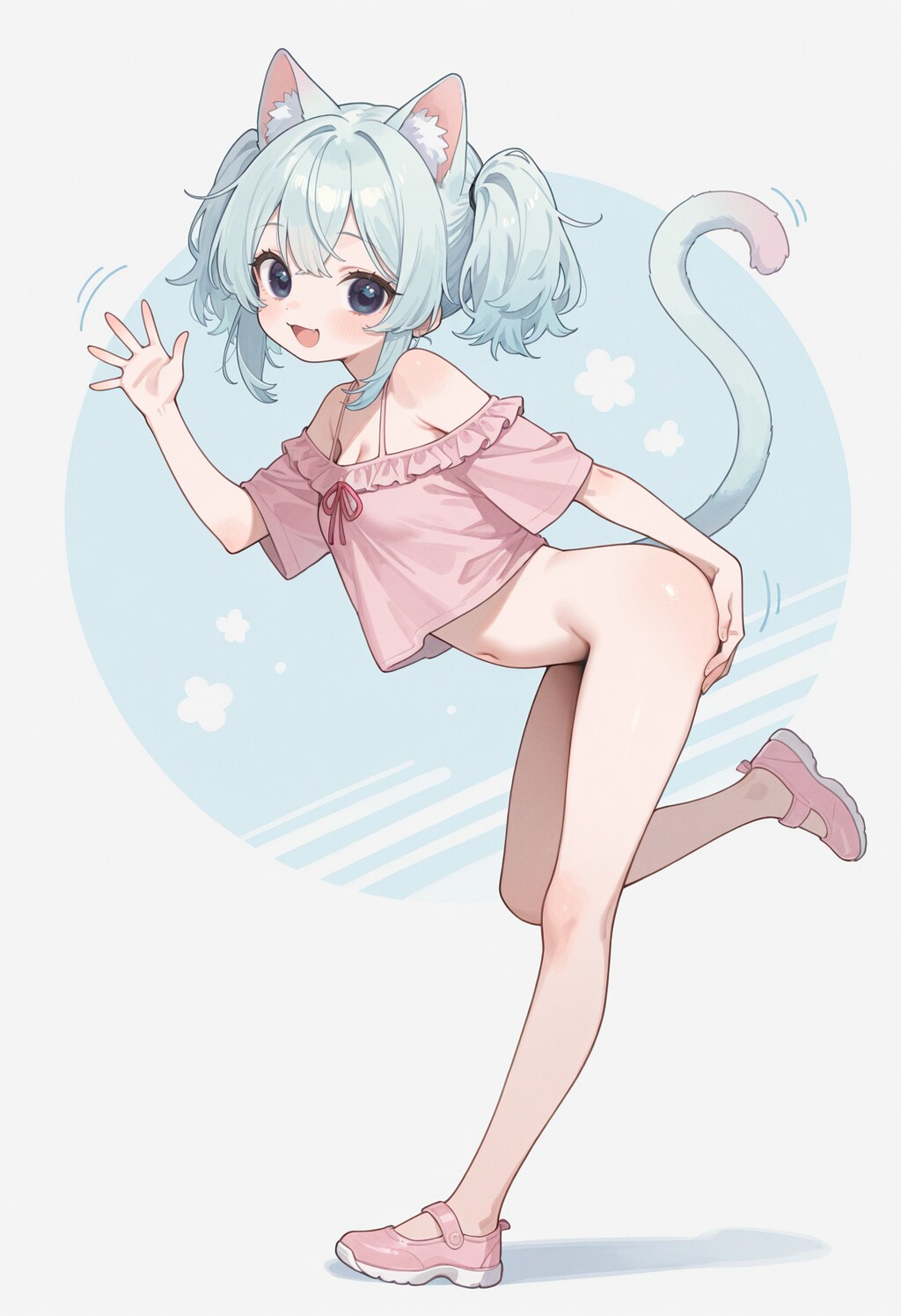 履いてないネコミミ少女