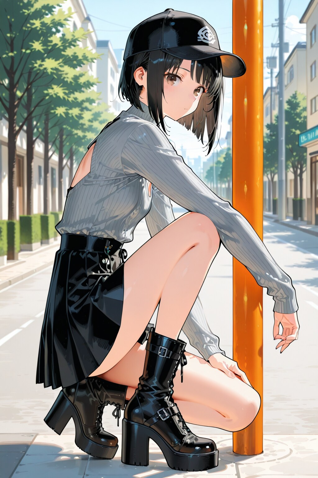 膝立ちで見せつける子
