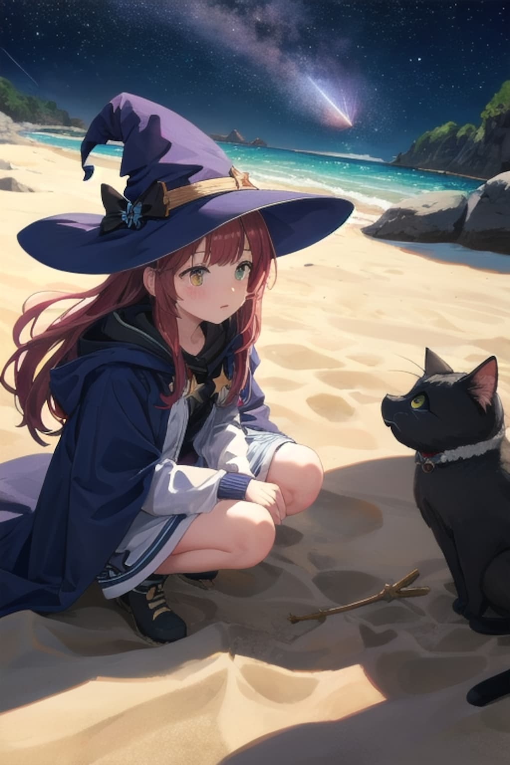 砂浜の魔女と星空
