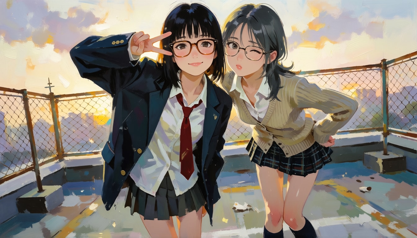 想い出の屋上 | の人気AIイラスト・グラビア