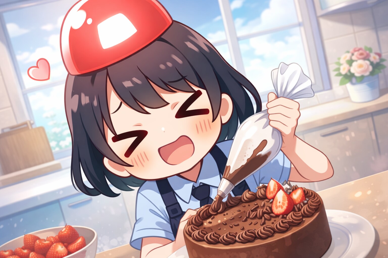 パトランプちゃんがバレンタインのチョコレートケーキをご馳走するのです！甘くてちょっとビターなケーキ美味しいのです！ハッピーバレンタインなのです！
