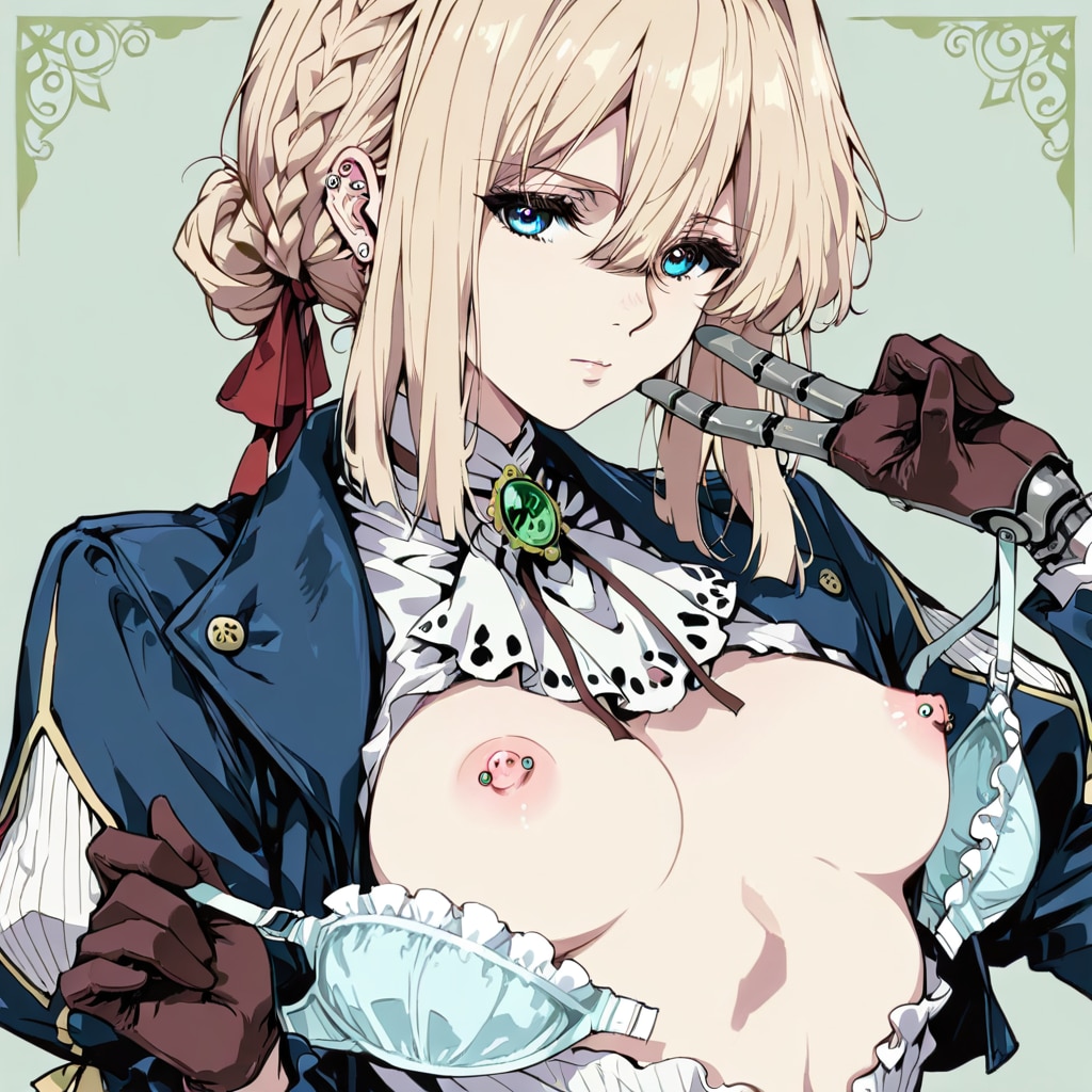 ヴァイ○レット・エヴァー○ーデンが乳首にピアス
