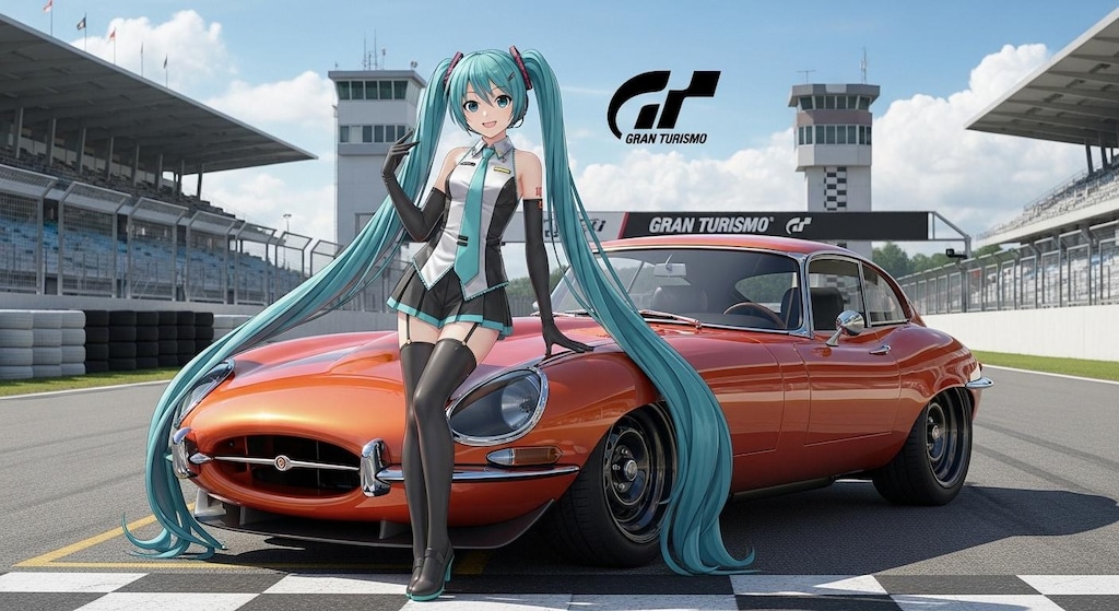 初音ミクとジャガークーペ