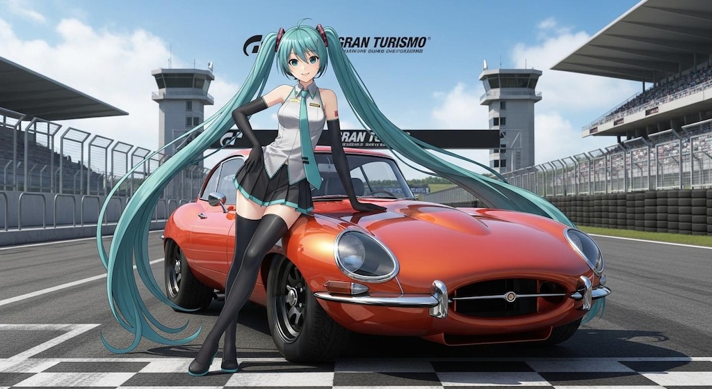 初音ミクとジャガークーペ