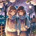 夜桜と学生 8枚目