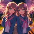 夜桜と学生 3枚目
