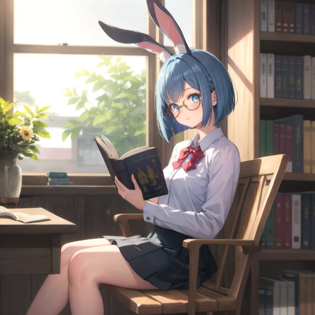 図書館の秘密のうさ耳モデル | の人気AIイラスト・グラビア