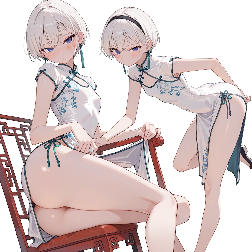 細身チャイナのサイドスリット