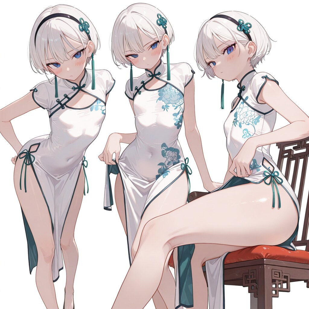 細身チャイナのサイドスリット