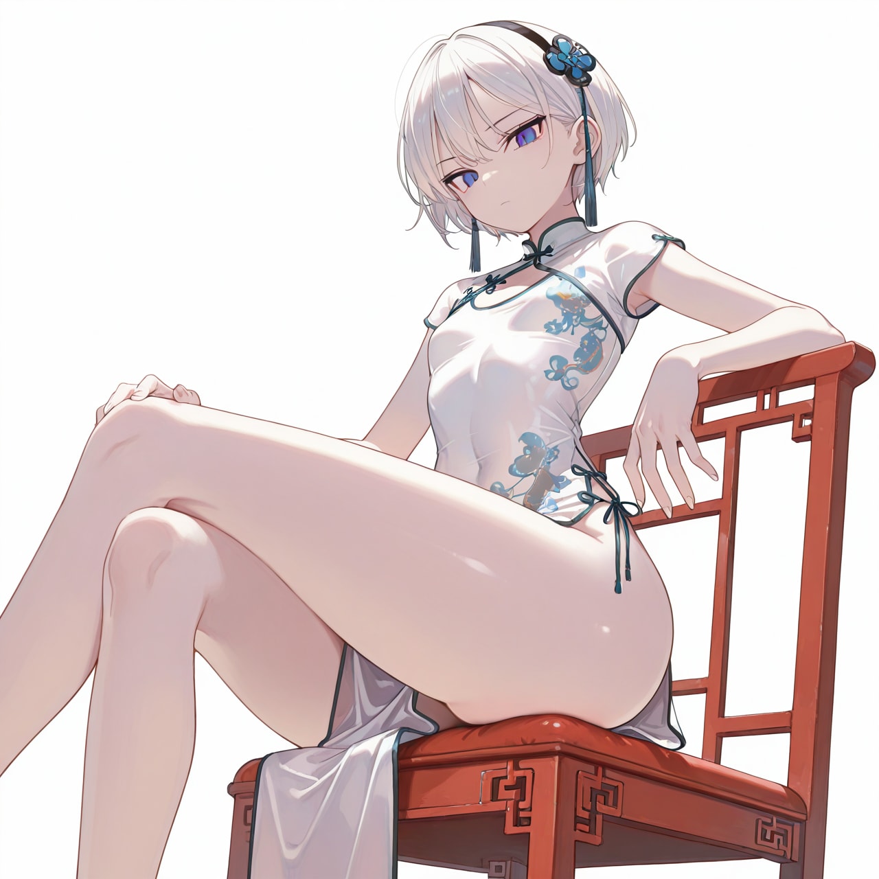 細身チャイナのサイドスリット