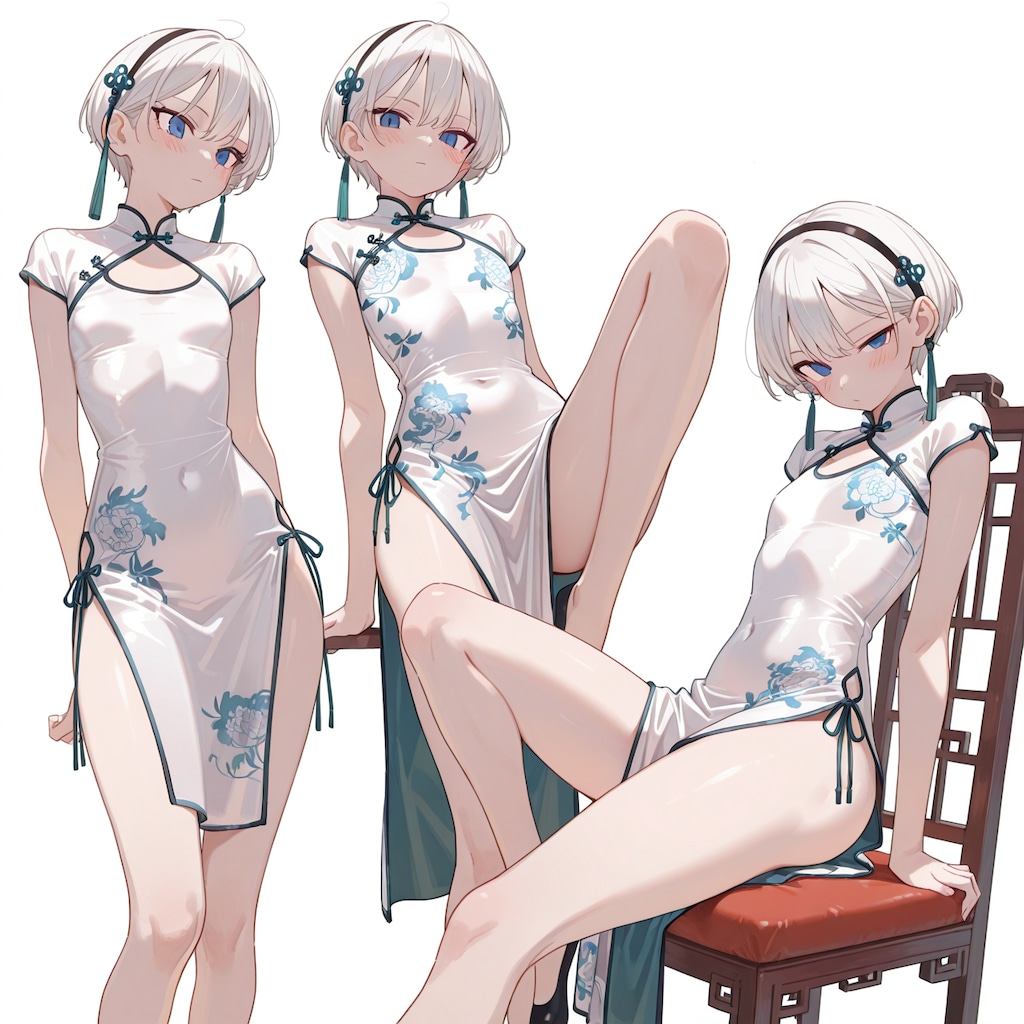 細身チャイナのサイドスリット